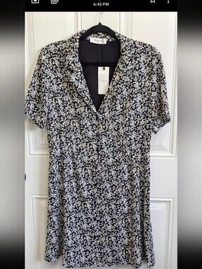 Axara Paris Floral Button-Down Mini Dress - Ditsy Micro Flower Pattern